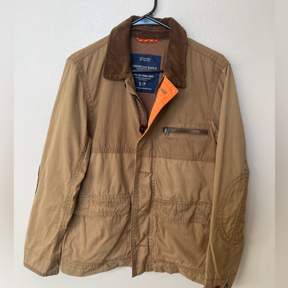 American Eagle Outfitters Tan Field Jacket with Corduroy Collar